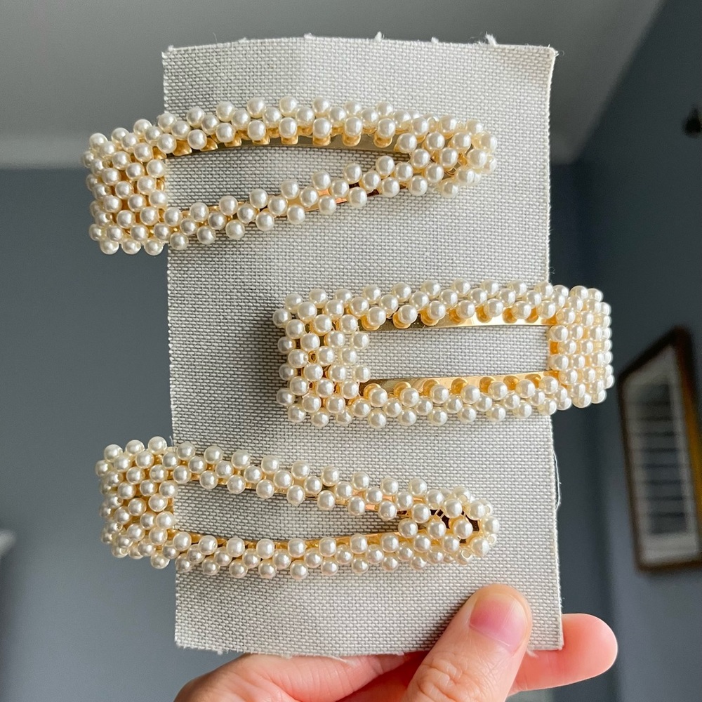 Anthropologie Pearl Barettes, Set of 3